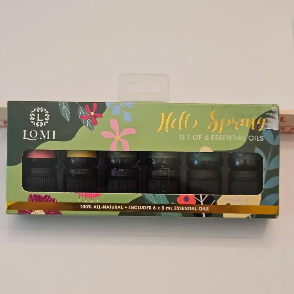 Lomi Hello Spring Essential Oils Set 6 x 5mL Basil Lemon Tea Tree Eucalyptus